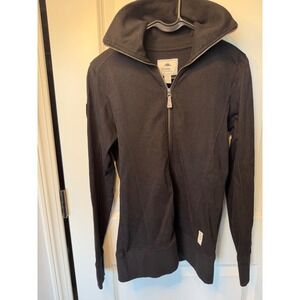 Roots 73 Womens Black Full Zip Funnel Neck Cotton Sweatshirt XS 98701